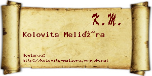 Kolovits Melióra névjegykártya